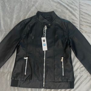 Brand New F Collection Black Leather like Jacket ladies small